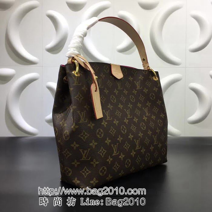 路易威登LV頂級原單 M43701老花配玫紅裏 購物包 YDH1374
